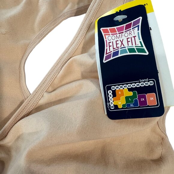Fruit Of The Loom Comfort Flex Fit Wireless Sports Bra M DHHB39 Soft Taupe NWT - Picture 4 of 9